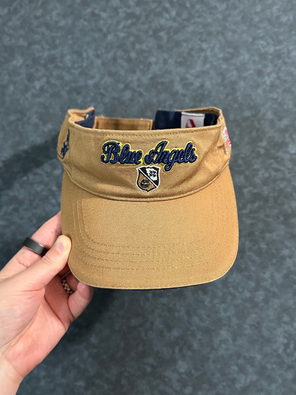 Blue Angels The Air Show Network Tan Embroidered Visor